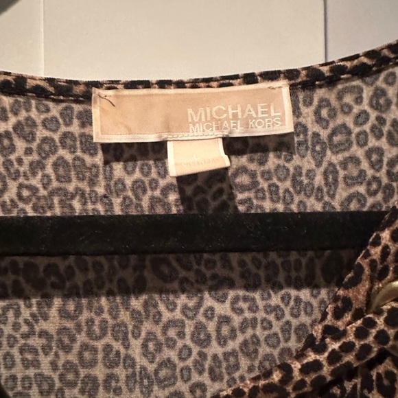 Michael Kors Leopard Print Lace-Up Long Sleeve Top - Picture 4 of 5